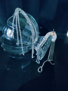 Sparkling Rhinestone Tassel Earrings