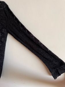 Black Lace Mock Neck Top