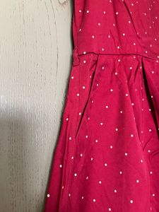 Allen Solly Red Polka Dot Casual Dress