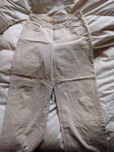 Beige Straight Cotton Pants