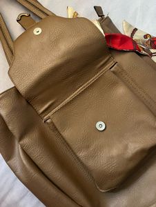 Brown Tote Bag with Scarf