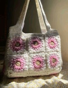 Crochet Granny Square Tote Bag