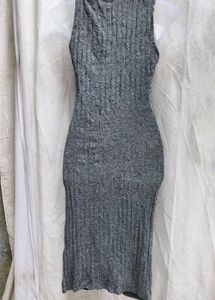 362011. Grey Ribbed Bodycon Dress