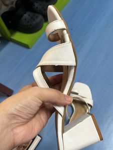 White Work Block Sandals