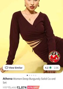 Women Deep Burgundy Solid Co-ord Set