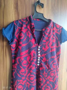 Patterned front &amp; Side Cut Kurta