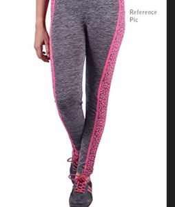 Sporty Grey Leggings with Coral Animal Print