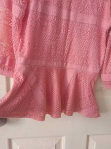 Pink Lace Peplum Top