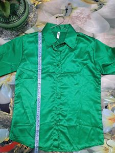Green Satin Button Down