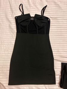 🖤Black Mesh Corset Mini Dress