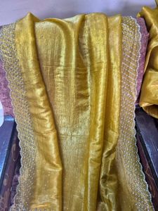 Mustard Embellished Saree with blouse
