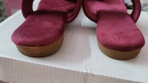 Fancy Red Women Flats Slippers Slip On Chappal