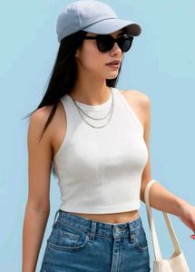White Ribbed Tank Top