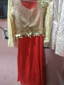 Elegant Red & Gold Ethnic Gown