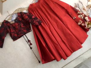 Red Skirt &amp; Blouse Set