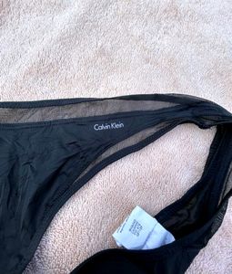 Calvin Klein Black Mesh Thong Panty – Size S