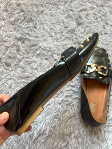Black Chain Loafer Mules