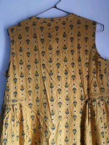 YELLOW WITH GOLDEN PRINT KURTI