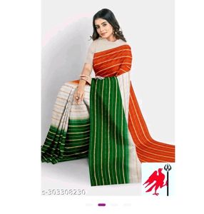 Saree And Blouse Tricolour
