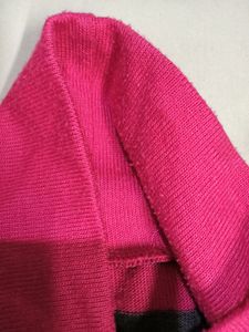 Pink And Gray Highneck Stripped Sweat Top