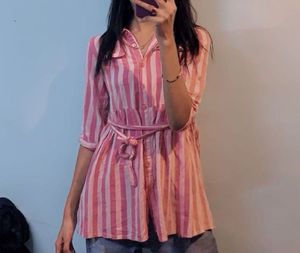 Striped Pink Shirt Tunic