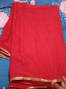 Red Saree Without Blause