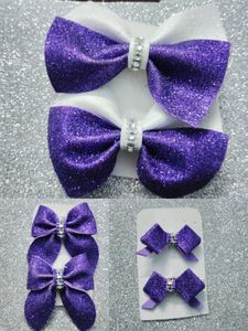 Sparkly Purple Hair Bows - Set of 3