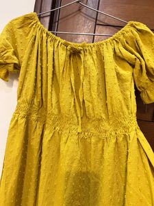 Mustard Yellow Off-Shoulder Dress