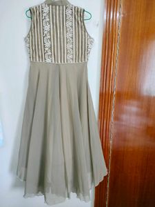 Gold Anarkali Suit With Embroidery And Sequins