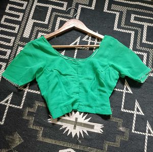 Green Embroidered Georgette Saree With Blouse