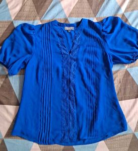 Elegant Blue Lace Blouse