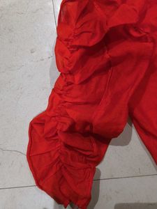 H &amp; M Red Ruffle Sleeve Top brand new