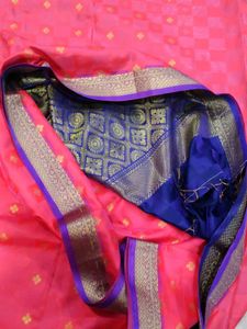 Heavy Zari Saree Pink And Blue