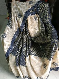 Elegant Blue &amp; Gold Sari