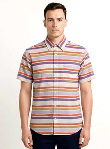Striped Short Sleeve Casual Shirt