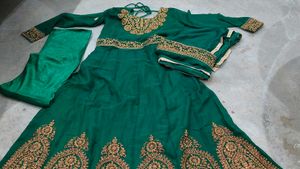 Green & Gold Embroidered Salwar Kameez