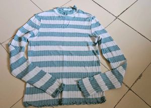 Striped Ruffle Trim Top