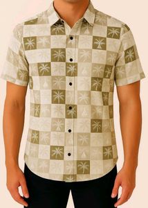 Retro Palm Print Camp Shirt