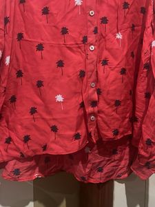 Zara Printed Red Shirt