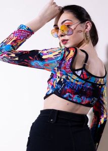 Stylecast X Hersheinbox Black&amp;Blue Abstract Print