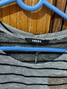 Nuon Striped Grey Top