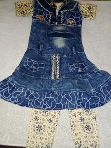 Kids Denim Dress &amp; Floral Set