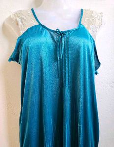 Teal Satin Nightsuit