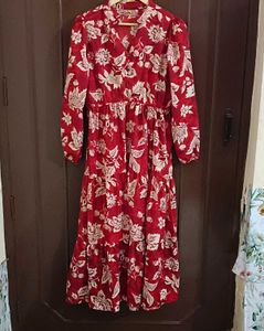 Red And White Floral Dress