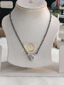 925 Silver Heart Shape Mangalsutra Wth Hallmarked