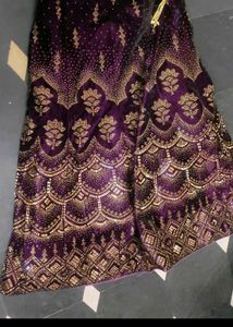 Purple Velvet Embroidered Skirt