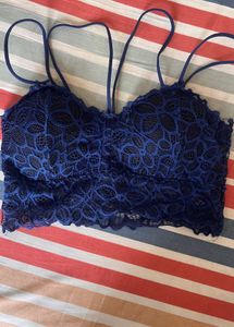 Blue Net Bikini Top