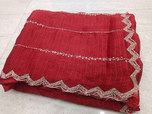 Elegant Red Embellished Saree