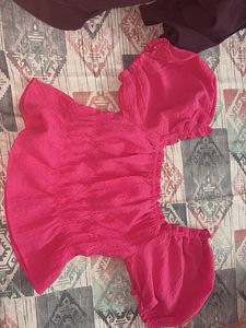 Pink Smocked Puff Sleeve Top