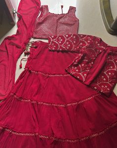 LEHENGA CHOLI WITH DUPATTA & CROP TOP